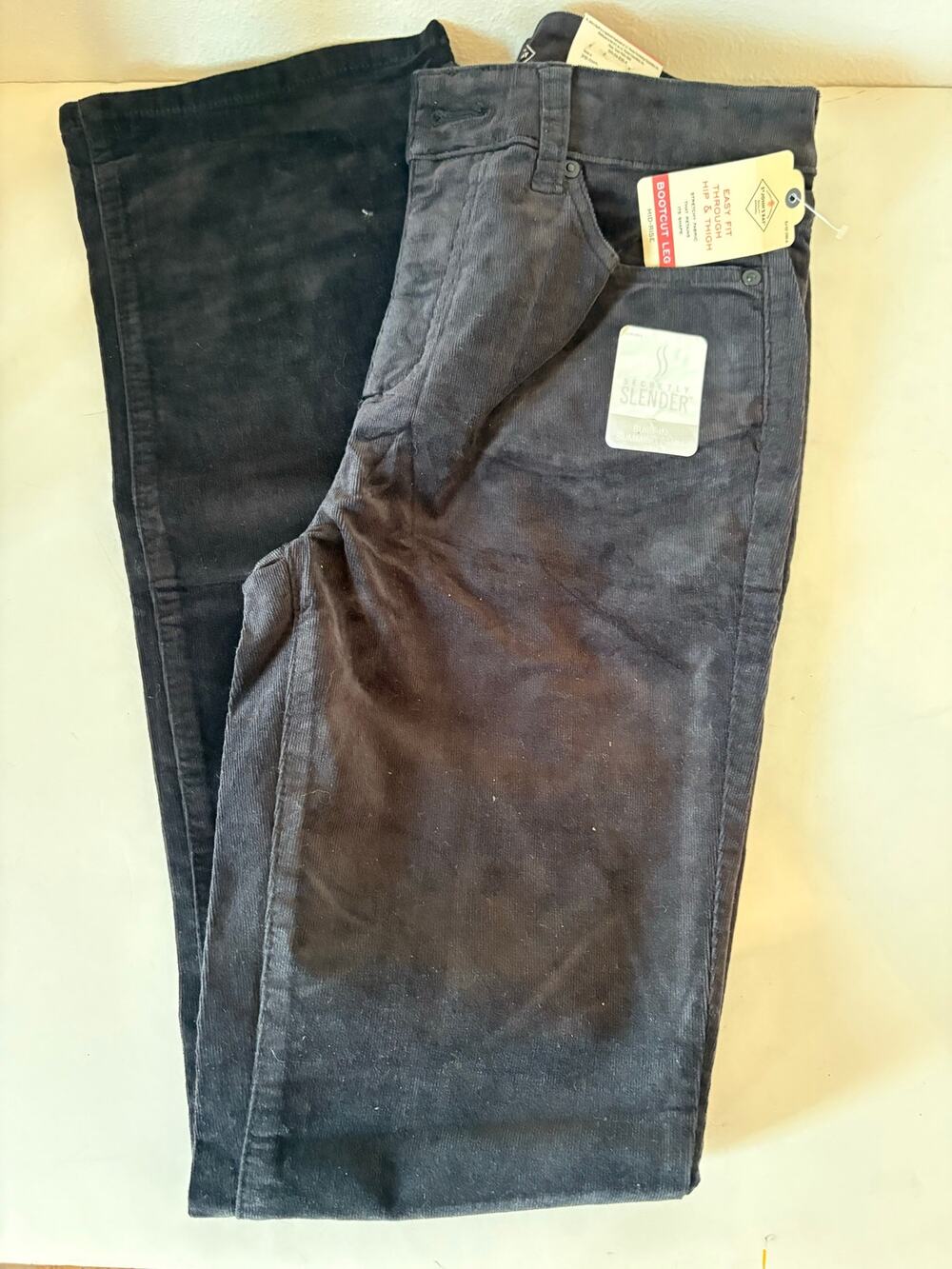 St John's Bay boot cut corduroy pants black size 8 tall NWT